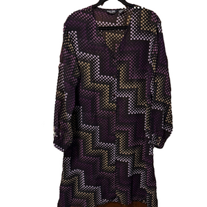 Zero Zero Woman Geometric Long Sleeve Sheer Lightweight Duster Cardigan